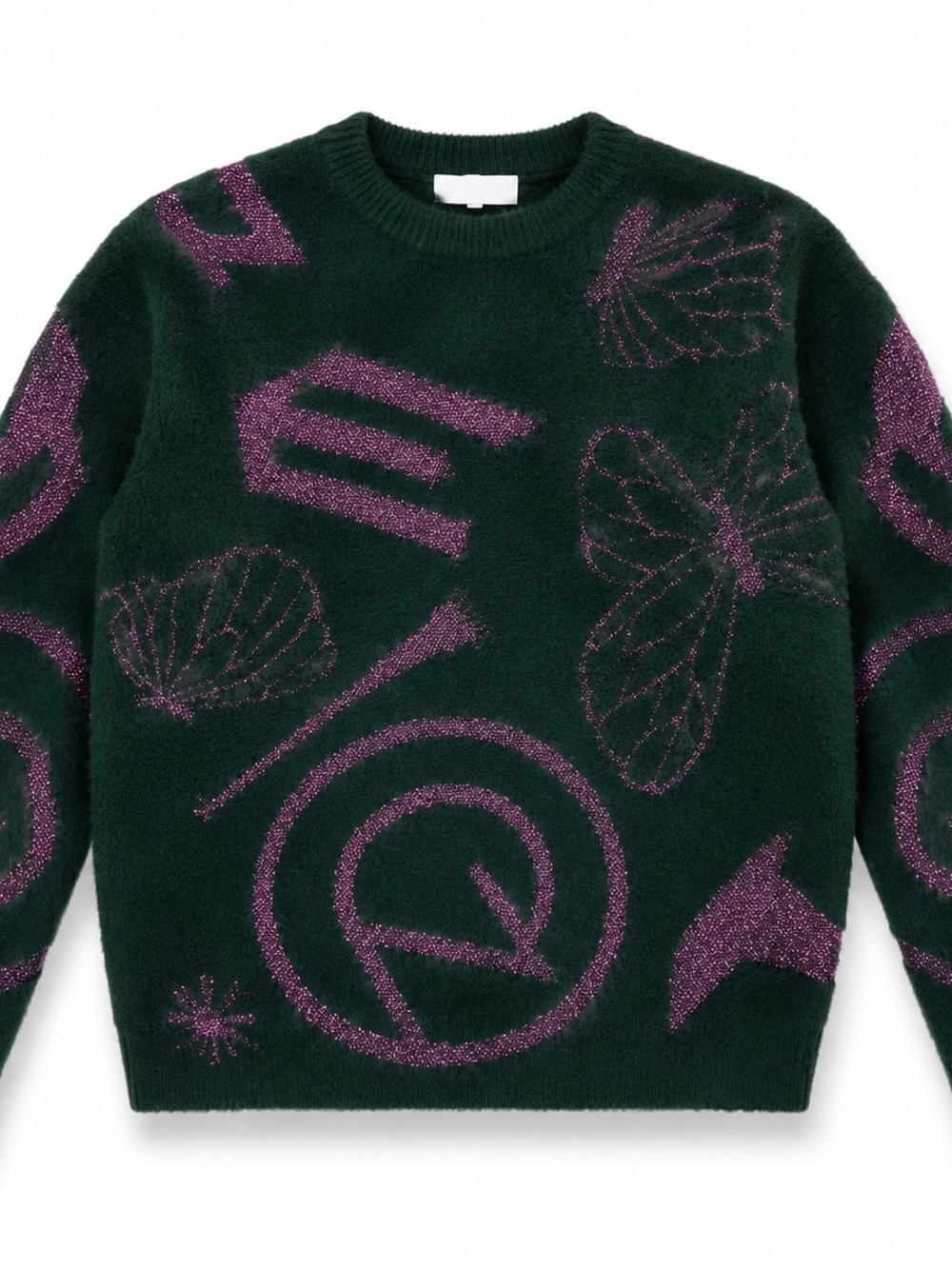 From the wicked collection -Dark Green Kids' Sweater with Purple Graphic Accents